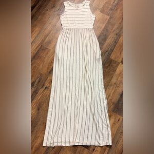 Reb & J. Striped White and Gray Maxi Dress